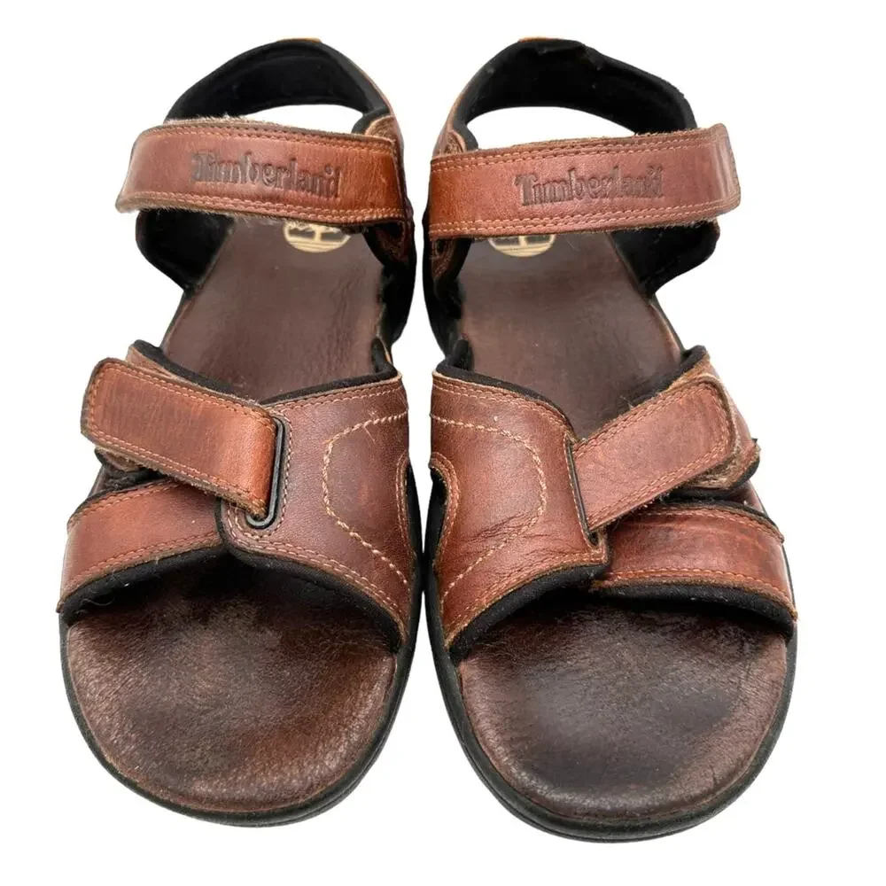 Timberland Men’s Sz: 10 Leather Adjustable Strappy Sandals Brown Open Toe 38526